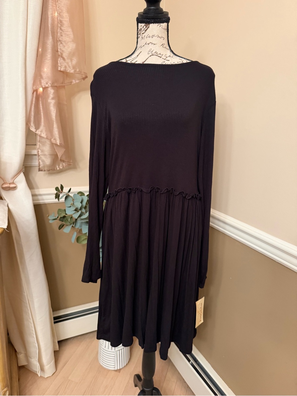 Rewind Black Babydoll Dress Tunic XXL New With Tags Boho
